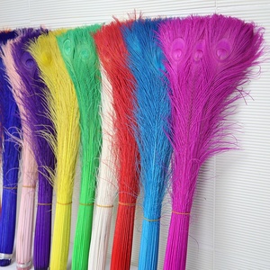 Plumas de Pavo Real Naturales Blanqueadas de 80-90cm al por Mayor para Decoración de Bodas, Accesorios para Arreglos Florales, Decoloración - Product Image 2