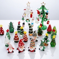 Adornos Navideños de Vidrio, Figuras de Papá Noel para Árbol de Navidad, Decoraciones Creativas de Dibujos Animados para el Hogar, Mini Decoraciones para Escritorio y Coche