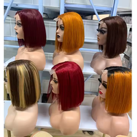 Perruques Courtes Bob en Cheveux Humains Lisses, Perruques Frontales en Dentelle 13x4 Pré-Pluckées, Cheveux Vierges Brésiliens, Perruque Bob avec Fermeture 4x4 pour Femmes Noires