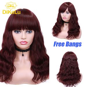 Perruques Wignee en cheveux humains brésiliens Remy, ondulées naturelles, avec frange, pour femmes, densité 150%, sans colle, dentelle transparente - Product Image 5