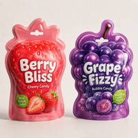 Sachet d'emballage personnalisé en forme spéciale, sachet plastique Mylar laminé en aluminium pour bonbons gélifiés, idéal pour les friandises des enfants