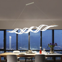 Designer 2025 LED Lustre Pendentif Lumières Ondulé Lustre 1M 3CCT Hauteur Réglable pour La Maison Salle À Manger Cuisine Décor Lignes Minimalistes