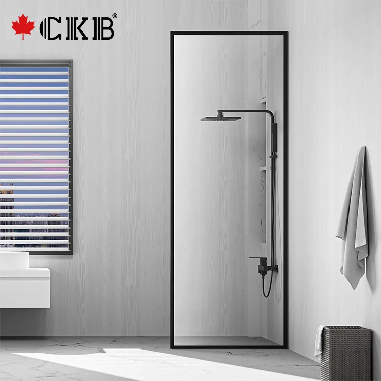 CKB OEM ODM Matt Black Clear Tempered Glass Aluminum Stainless Steel Bathroom Walk In Shower Screen