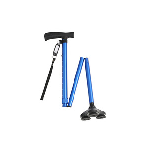 Aluminum Alloy <b>Walking</b> <b>Stick</b> Folding Telescopic Four Legged Non Slip For Elderly People - Product Image 1
