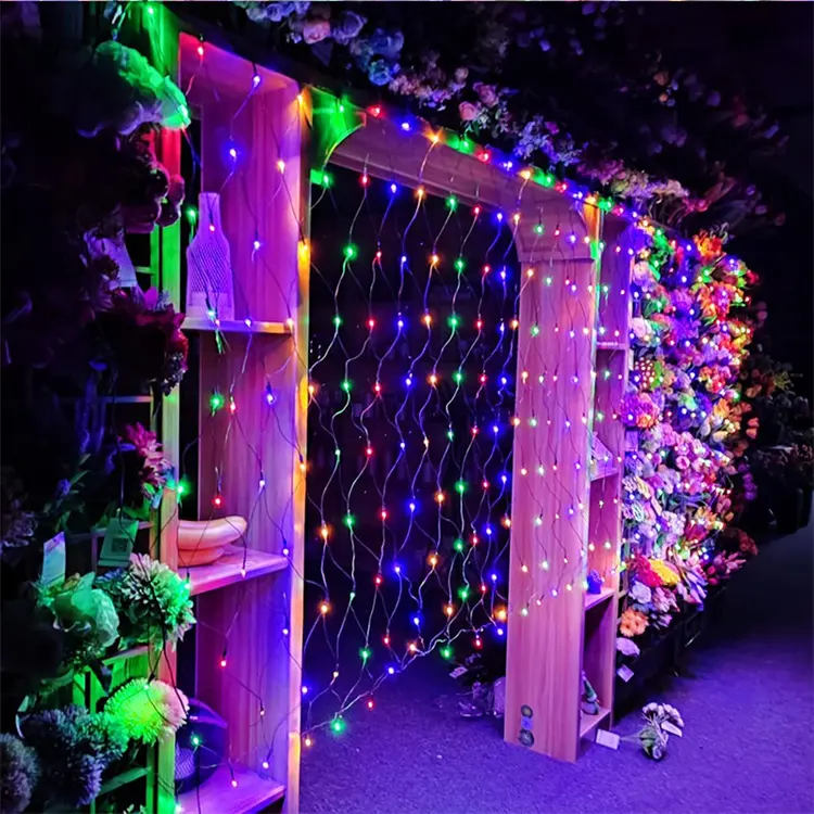 3x2m 6x4m LED Solar Fairy String Net Mesh Licht vorhang 8 Modi Hochzeits feier Urlaub Weihnachts dekoration