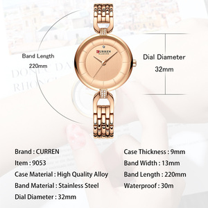 นาฬิกาควอทซ์ผู้หญิงกันน้ำปฏิทินคู่9052นาฬิกาสายสแตนเลสหน้าปัดกลมสำหรับนักธุรกิจ - Product Image 6