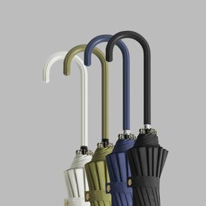 Parapluie droit rétro japonais à 16 baleines avec longue poignée, double usage, petit modèle pour hommes et femmes, style classique coréen - Product Image 2