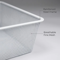 Organisateur de vêtements en treillis métallique, capacité 28L, 40x40x18cm, panier de rangement coulissant écologique et durable pour armoire, placard, tiroir