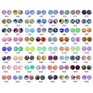 Perles focales en vrac pour stylos à perles, perles rondes de qualité alimentaire, couleurs mélangées, imprimées, pour sucettes, porte-clés, bracelets - Product Image 2