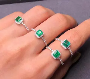 Anel de diamante esmeralda natural, forma de personalização moissanite diamante preço por carat