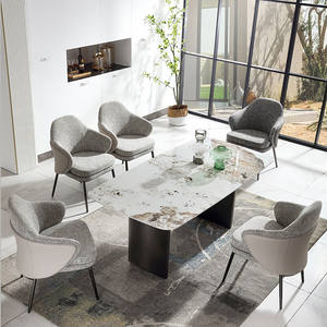 Chaise de café ANGIE de haute qualité pour salle à manger, design moderne avec matériau PU, pieds en acier, chaise de salle à manger individuelle personnalisable pour villa - Product Image 6