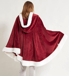 Couverture portable en flanelle écologique et douce pour la peau, couverture à capuche matelassée, cape solide, <span class=keywords><strong>poncho</strong></span> de détente - Product Image 6