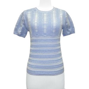 Pull en viscose à col rond à manches courtes de qualité supérieure pour femmes, tricot pointelle personnalisé - Product Image 1