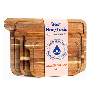 Nouvel ensemble de planches à découper en bois d'acacia, bois massif, 3 pièces, non toxique, avec support pour la viande <span class=keywords><strong>et</strong></span> les légumes, à utiliser dans la cuisine - Product Image 4