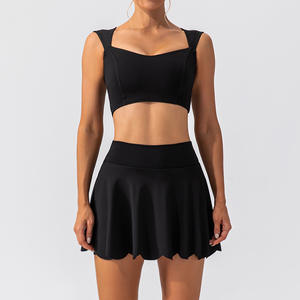 بيع بالجملة نايلون/سبانديكس ملابس تنس مع شورت نسائي للياقة البدنية صالة ألعاب تمارين اليوغا التنورات الرياضية طقم من قطعتين - Product Image 4