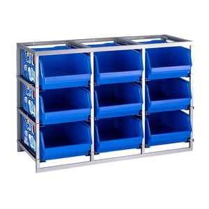 Étagère empilable Fami avec 9 emplacements pour conteneurs taille 5 gris foncé RAL7000 pour stockage - Product Image 3