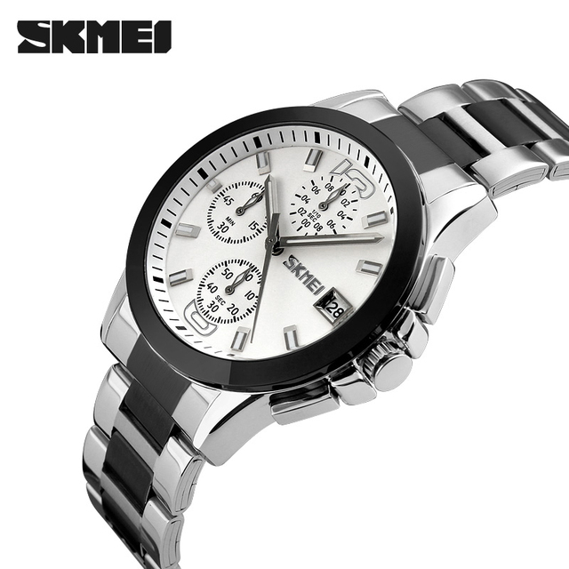 Time Beauty New Men's Quartz Watch Six-Pin Steel Vintage Style Luxury Style Waterproof Fashion Business Wristwatch SKMEI9126