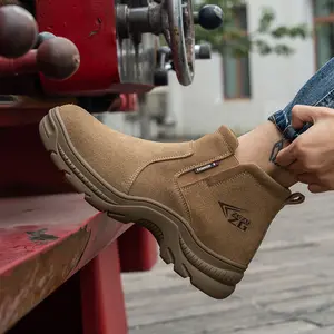 Sapatos de segurança industrial antiderrapantes, copos de aço para homens e trabalho