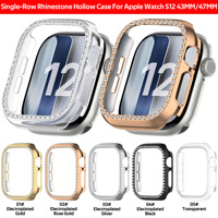 Boîtier de montre personnalisé à une seule rangée de strass creux pour Apple Watch Series 12, cadre de protection antichoc, accessoires pour montre connectée