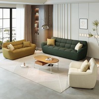 Canapé Minimaliste Moderne en Tissu Crème, Forme Ovale, Rembourré, pour Salon, Simple, Double ou Triple Place - Vente en Gros Usine