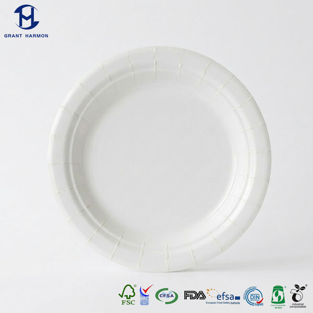 Top Quality Eco-Friendly White Paper Board 175mm Small Paper Plate for Wedding Party Serving