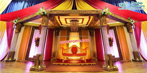 Mandap de mariage asiatique tendance à thème blanc, mandap exclusif à thème blanc à double pilier, mandap de mariage tendance à deux piliers, Virginie - Product Image 5