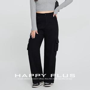 Pantalones Cargo de Cintura Alta para Mujer, Marca Runqi, Negros, de Lona, Casuales, de Pierna Ancha, Talla Grande, Modelo N8766 - Product Image 2