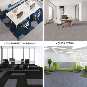 Dalles de moquette carrées abstraites modernes en nylon à rayures colorées 50x50cm avec support en PVC antidérapant, mur à mur pour hôtel commercial, bureau - Product Image 3