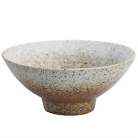 Bol à riz en céramique blanche rétro fait main de style japonais, vintage, sur pied, pour usage domestique, couleur sous glaçure, grande capacité