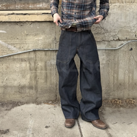 Jean cargo en denim brut OEM, coupe ample, avec poches, délavage personnalisé sur denim blanc, pantalon en jean à jambe large pour hommes et femmes – Grande vente