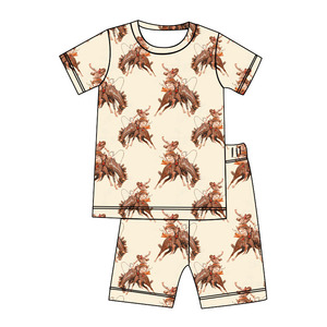 Vente en gros Ensemble <span class=keywords><strong>pantalon</strong></span> court à manches courtes pour garçons à motif de vache occidentale-Ensemble deux pièces pour enfants très populaire - Product Image 3