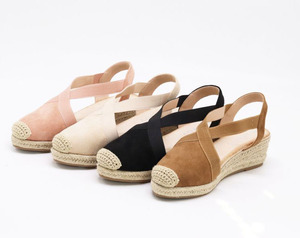 2024 printemps et été rétro Baotou paille tissée sandales compensées sandales à bout compensé à sangle croisée, sandales grande taille pour femmes - Product Image 2