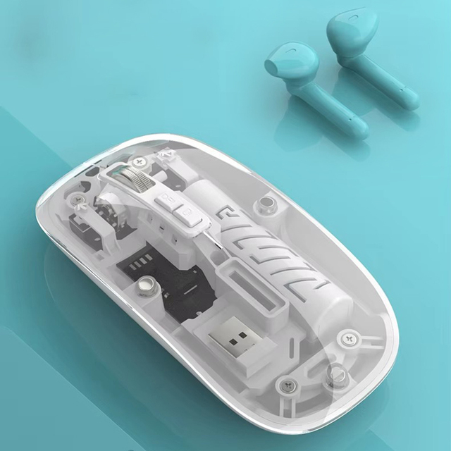 Mini Transparent RGB Backlit Dual Mode USB Type-C Rechargeable Wireless Mouse 3D Style Right Hand Computer Accessories
