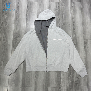 BENTURA Streetwear Manufacturer Designer Custom Double Layer <strong>Reversible</strong> Jacket Men High Quality Thick Oversized <strong>Zip</strong> up Hoodies - Product Image 5