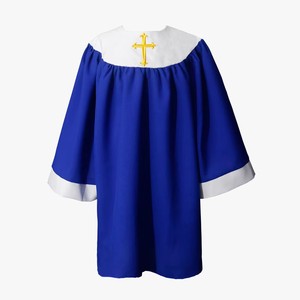 Túnicas de Coro Personalizadas para Niños de Iglesia con Yugo Redondeado, Logotipo de Cruz Dorada, 100% Poliéster, Tela Mate - Product Image 2