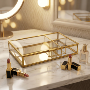 Decorative Jewellery Box made <b>with</b> Brass & glass /mirror used for jewelry showcase & <b>storage</b> Supplier from India - Product Image 1