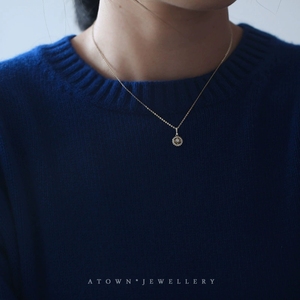 Collar FY-N010 para Mujer con Colgante de Brújula del Destino Cristiano, Chapado en Plata de Ley 925 y Oro de 14K, con Circonita Pequeña, Estilo Retro - Product Image 4