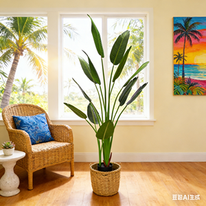 Palmier artificiel oiseau de <span class=keywords><strong>paradis</strong></span> en plastique 120 cm, décoration de Pâques pour intérieur/extérieur, maison, bureau - Product Image 2