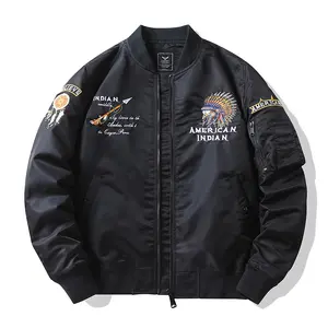 Men's Spring And Autumn MA1 Pilot Jackets Embroidered Baseball Suits Work Trendy Bomber Jackets