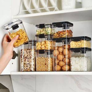 Food Grade Square Clear Airtight <b>Storage</b> <b>Jars</b> <b>Kitchen</b> Organizer <b>for</b> Snacks Nuts Grains Spices Wholesale - Product Image 2