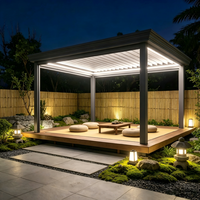 Moderner Aluminium-Pulverbeschichteter Outdoor-Pavillon mit Motorisiertem Lamellendach, Wasserdicht, Rostfrei, Maßgefertigt für Villa, Garten und Hinterhof