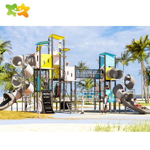 Venta al por mayor de equipos de juegos al aire libre HPL Series Marco de escalada multifuncional para niños Tobogán de juegos al aire libre - Product Image 1