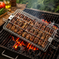 Panier de cuisson rotatif en acier inoxydable pour barbecue, grande cage grillagée pour poisson, crevettes, légumes et viande