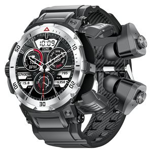 Montre connectée 2-en-1 la plus vendue avec écouteurs, écran IPS, Android, fréquence cardiaque, pression artérielle, étanche IP67 pour le sport - Product Image 2