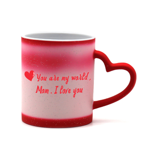 11Oz Thăng Hoa Khoảng Trống Tùy Chỉnh Văn Bản Và Hình Ảnh Long Lanh Gốm Lưu Niệm Cốc Ma Thuật Nhiệt Màu Sắc Thay Đổi Cốc Với Hình Trái Tim Tay - Product Image 1