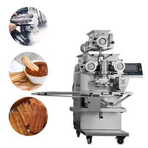 Low Price Fully Automatic Double Filling Tulumba Maamoul Mooncake Croquettes Churros Encrusting Machine