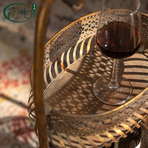 Porte-vin vintage en laiton 50,5x34,5x83cm, présentoir de rangement multi-niveaux pour salon - Product Image 4