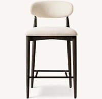 Chaise de salle à manger au design moderne, meubles de salle à manger, dossier incurvé, chaises de salle à manger en bois massif de chêne, tabouret de bar et de comptoir en tissu
