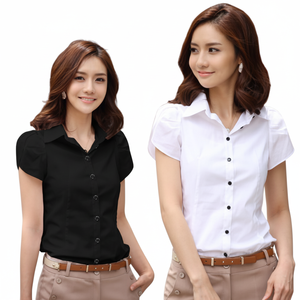 Camicia da donna con colletto a volant LS0630 manica corta giornaliera estiva da donna - Product Image 1