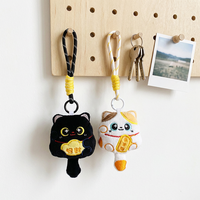 Niedliches Plüschtier Glückskatze Schlüsselanhänger 3D Weiche Flauschige Puppe Maneki Neko Glücksbringer Taschenanhänger Plüsch-Schlüsselkette
